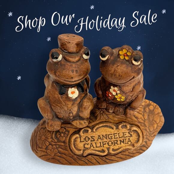 Frogs On A Log Los Angeles California Salt And Pepper Shaker Set Treasure Craft - Picture 13 of 15
